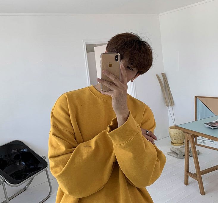 Mrcyc Autumn And Winter Loose Fitting Pullover Round Neck Sweater Men''s And Women''s Long Sleeve Korean Cotton Bottomed Shirt