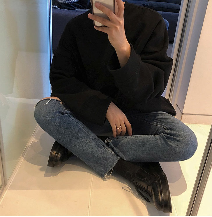 Mrcyc Autumn And Winter Loose Fitting Pullover Round Neck Sweater Men''s And Women''s Long Sleeve Korean Cotton Bottomed Shirt